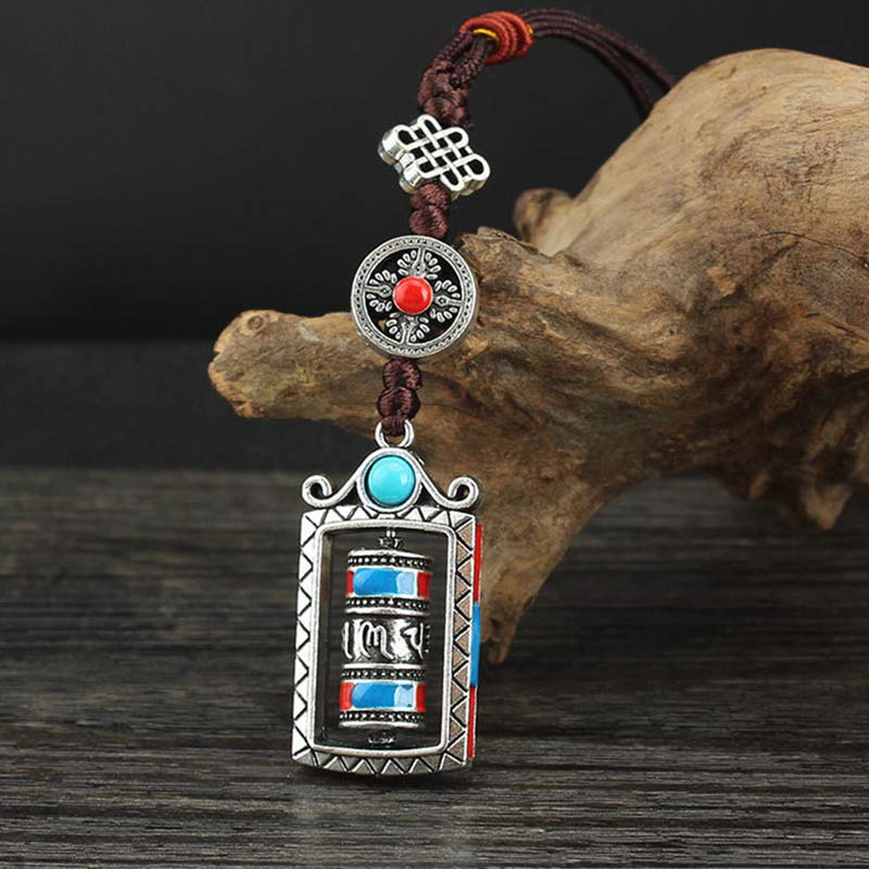 Porte-clés roue de prière Om Mani Padme Hum | Décoration spirituelle