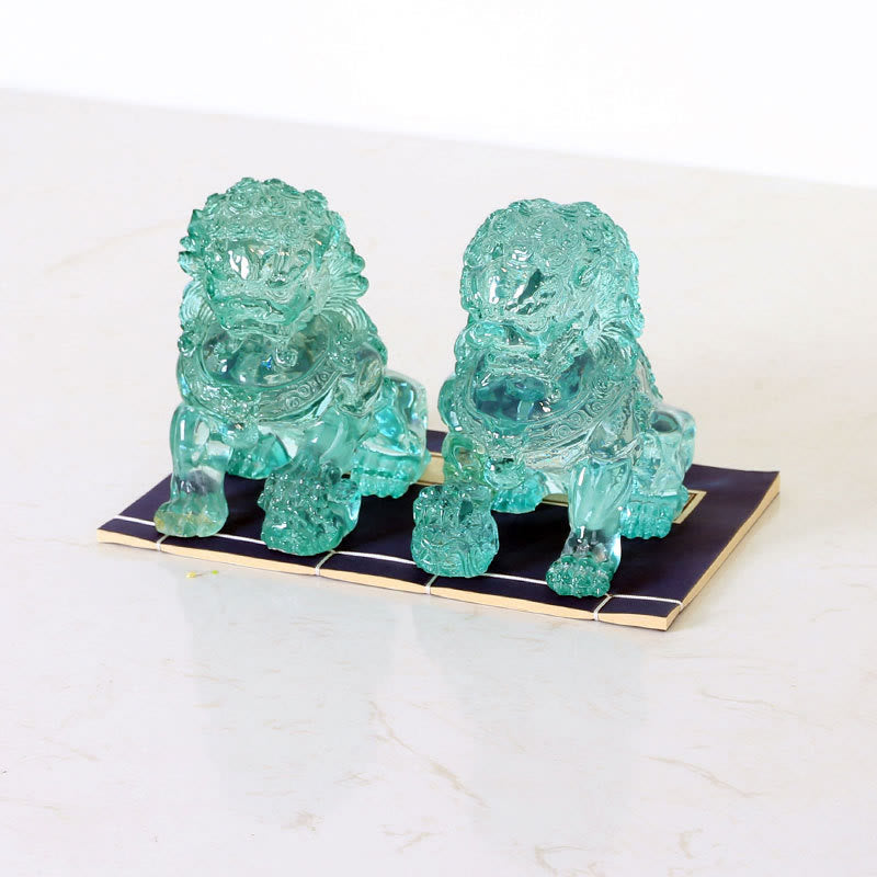 Lot de 2 statues de lion en résine pour le courage et la force | Figurines spirituelles