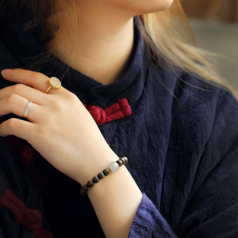 Bracelet calme et force en jade et bois d'agar