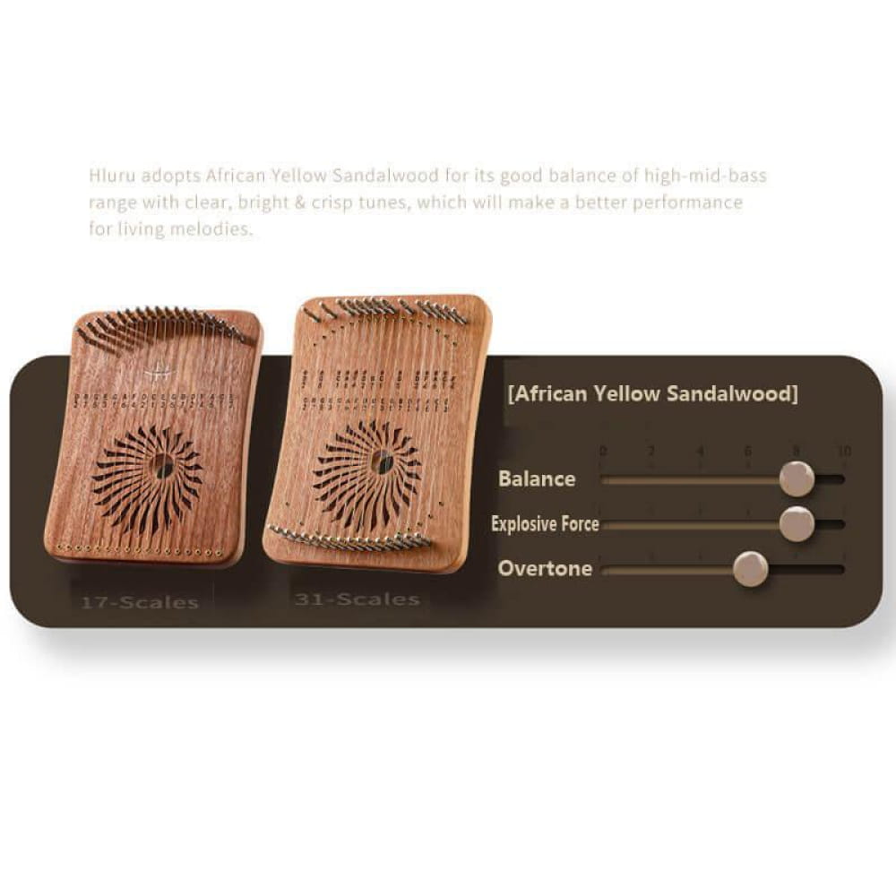 Two wooden kalimba thumb pianos with adjustable sound sliders for musical creativity
