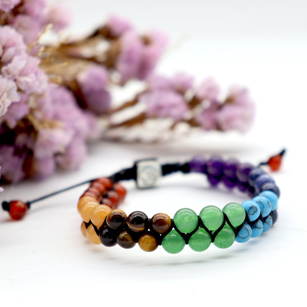 Adjustable 7 Chakra Healing Crystals Bracelet 6mm Beads