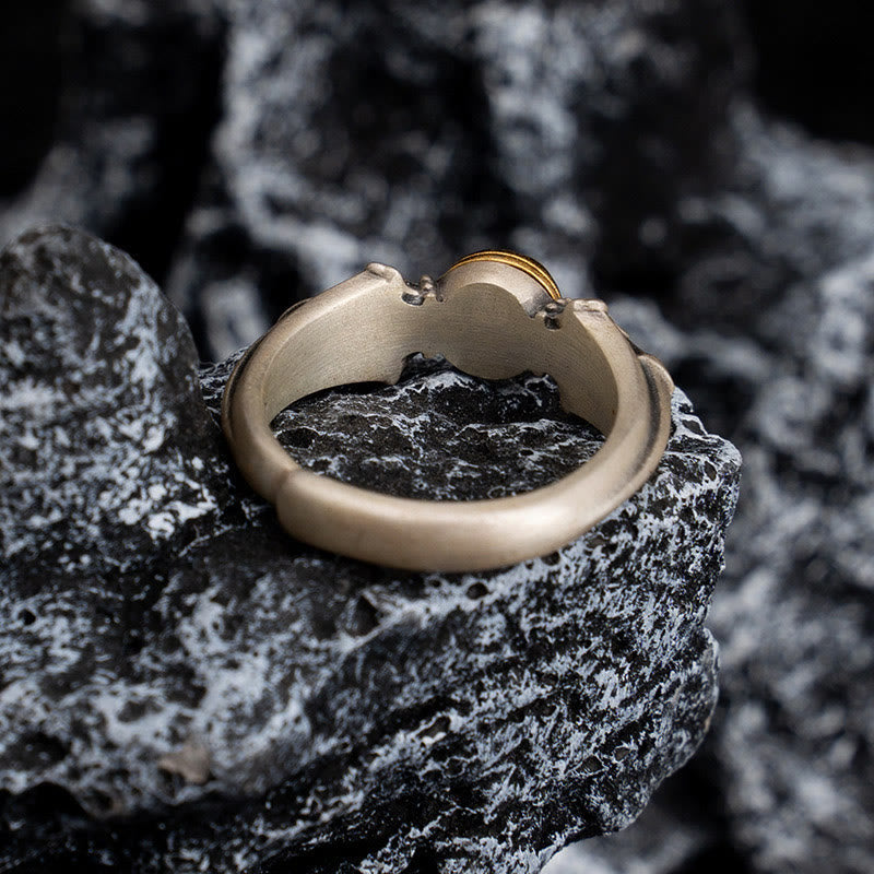 Bague réglable en argent sterling 925 avec mantras Om Mani Padme Hum