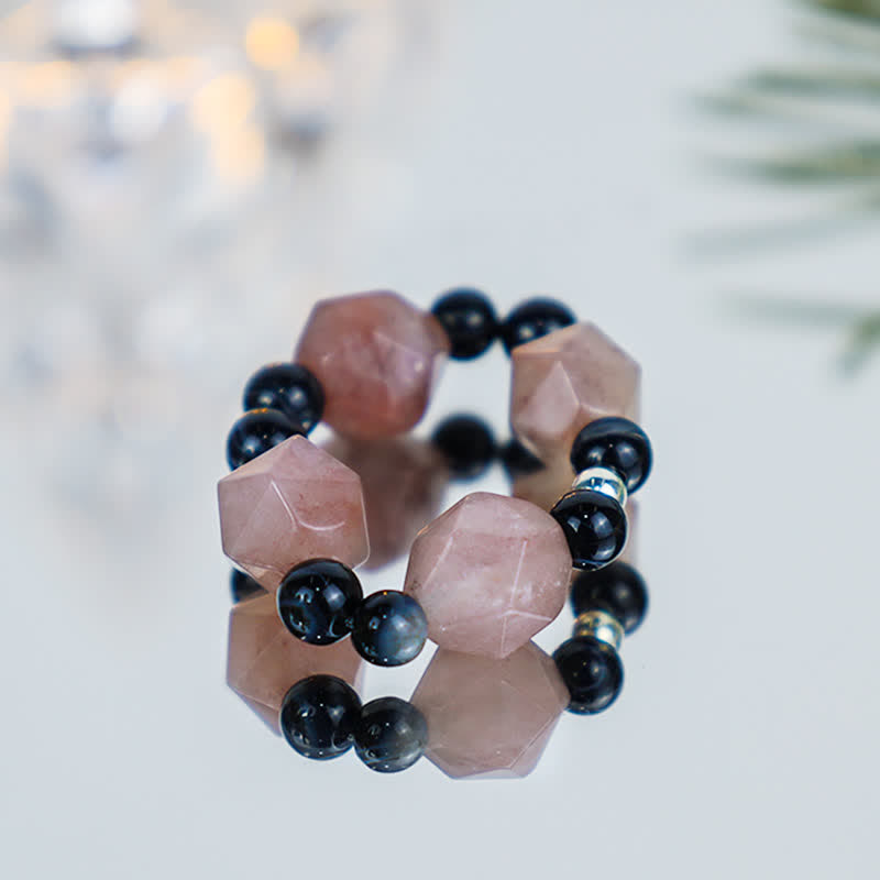 Bague de chance d'équilibre réglable en agate Yin Yang