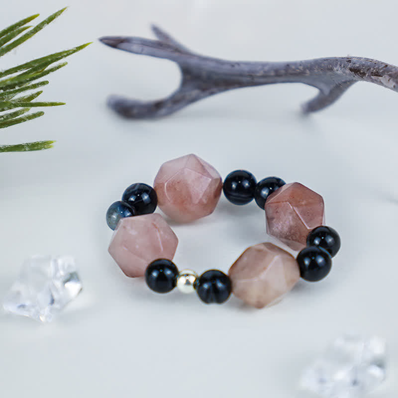 Bague de chance d'équilibre réglable en agate Yin Yang