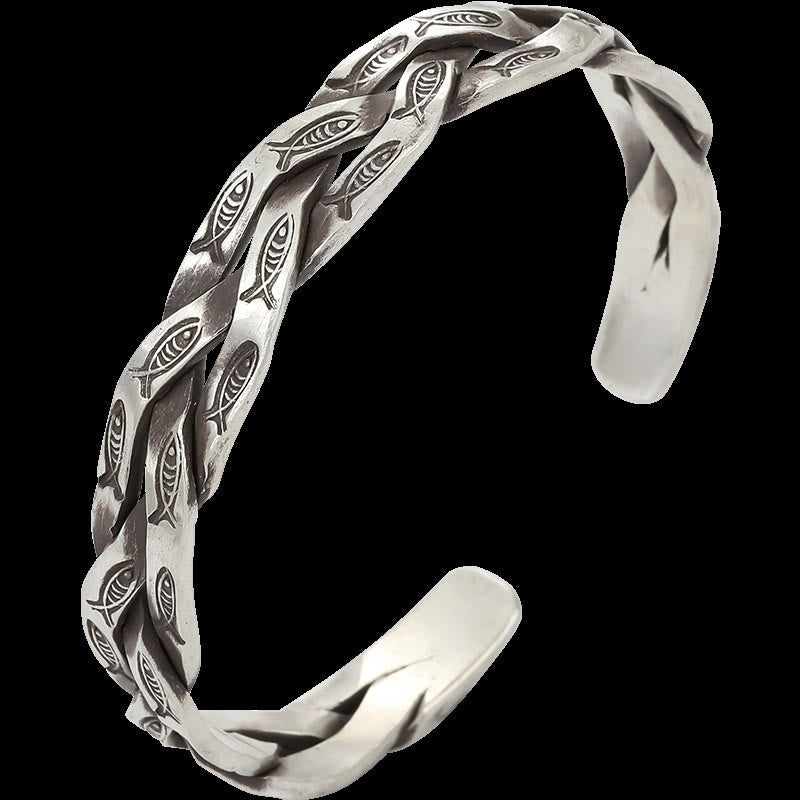 Bracelet réglable en cuivre avec poisson koï, porte-bonheur et prospérité