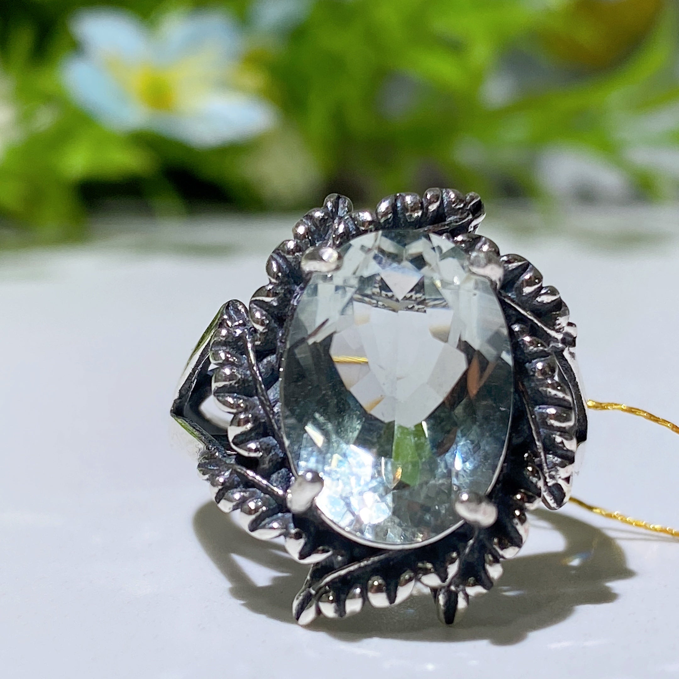 Adjustable Green Amethyst Ring for Healing & Spiritual Balance