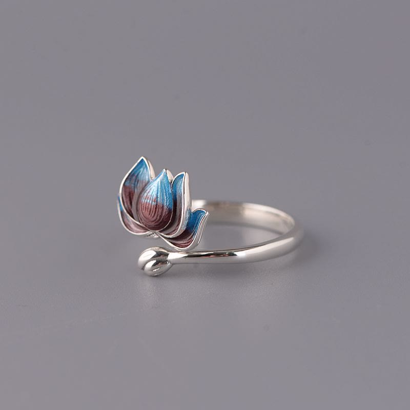 Bague Lotus ajustable en argent sterling 925 pour un nouveau départ