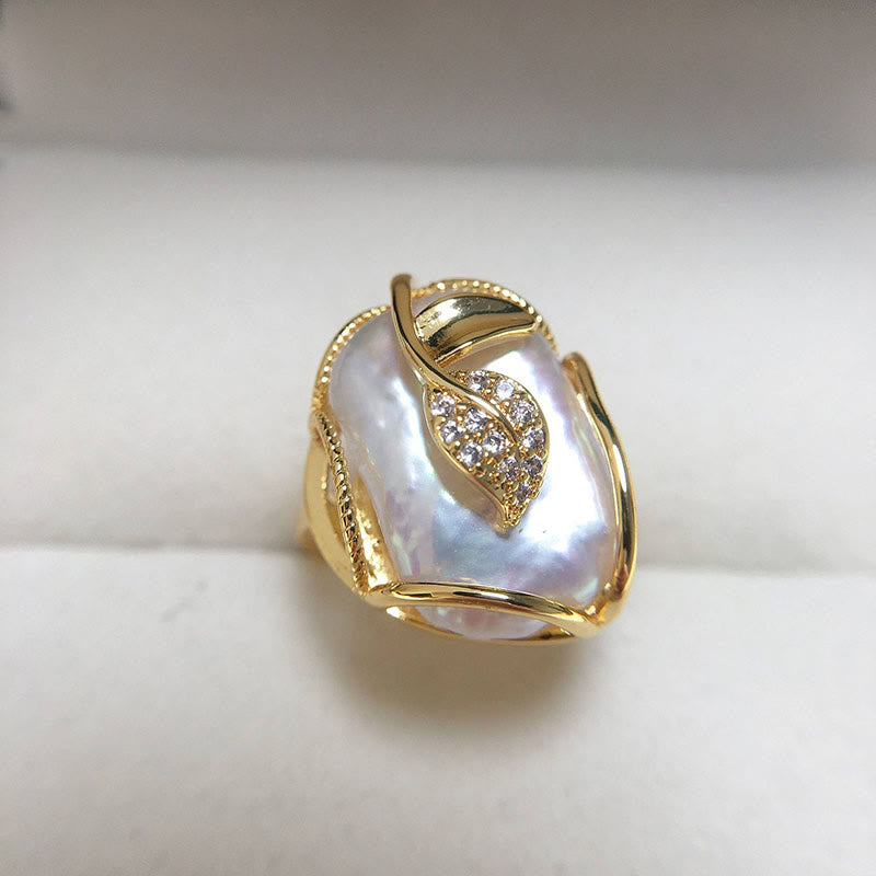 Bague ajustable en or plaqué cuivre et perles pour la richesse et le bonheur