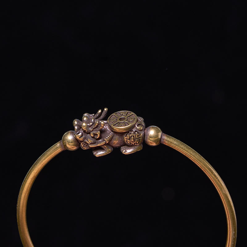 Bracelet réglable Pixiu en cuivre avec boussole et porte-bonheur Fu