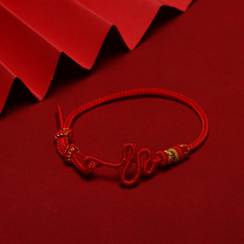 Bracelet de protection réglable en corde rouge avec nœud de serpent
