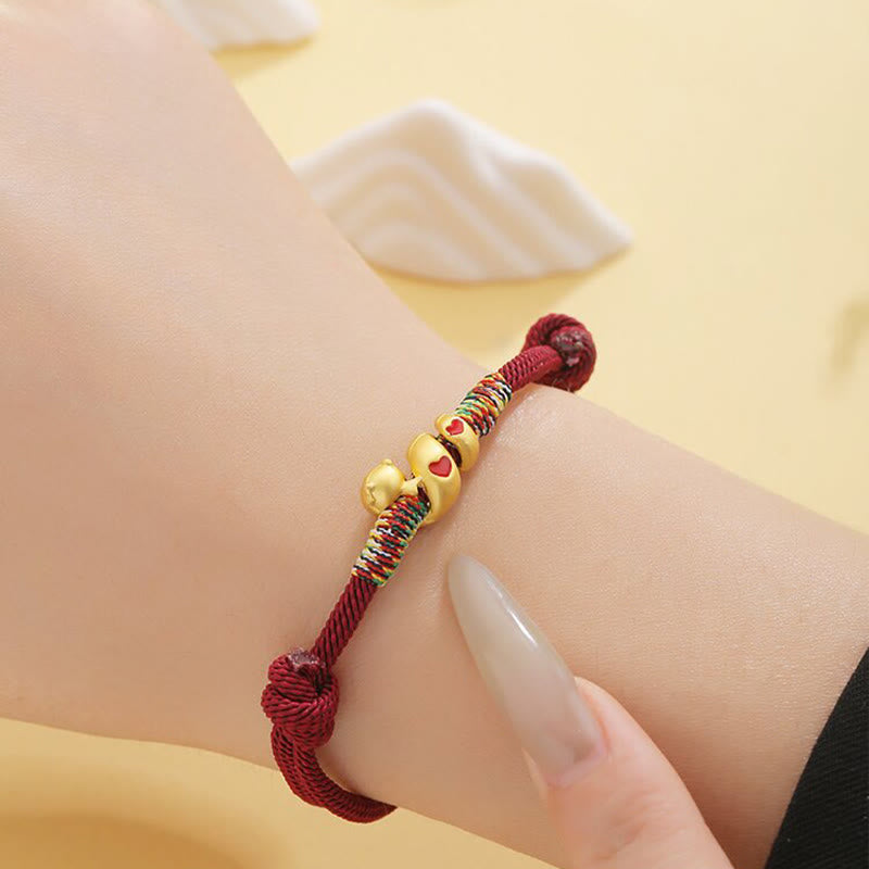 Bracelet de protection serpent réglable en alliage de cuivre avec cordon rouge