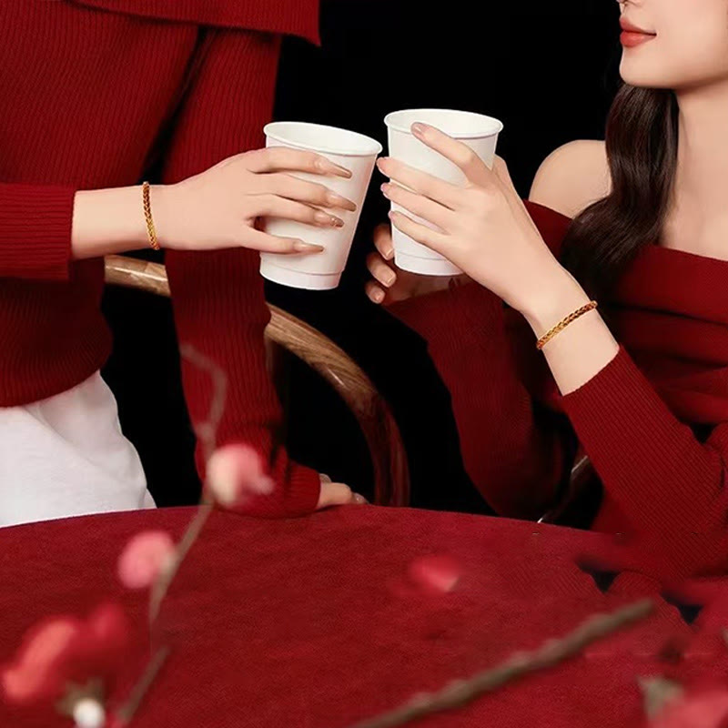 Bracelet porte-bonheur réglable en fil rouge et fil jaune 14-22 cm