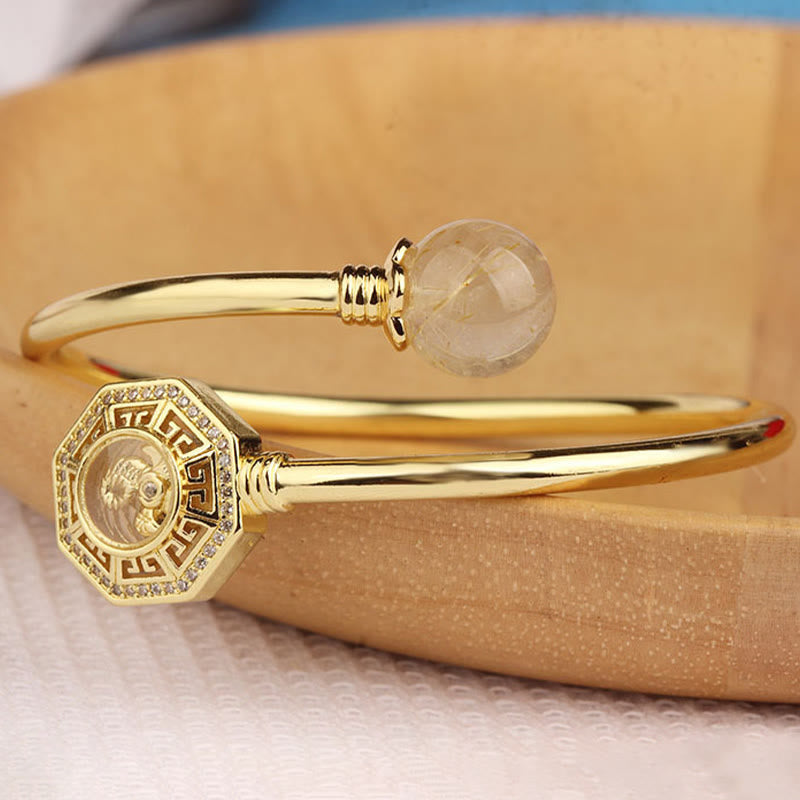 Bracelet réglable en quartz rutile « Moulin à vent »