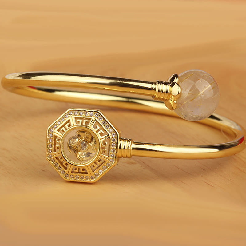 Bracelet réglable en quartz rutile « Moulin à vent »