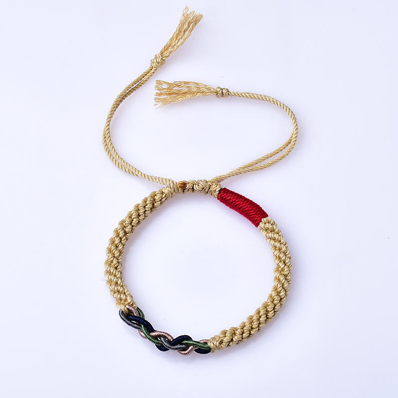 Bracelet porte-bonheur réglable en corde de coton tibétain rouge