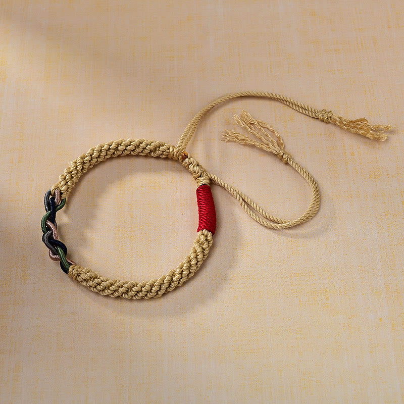 Bracelet porte-bonheur réglable en corde de coton tibétain rouge