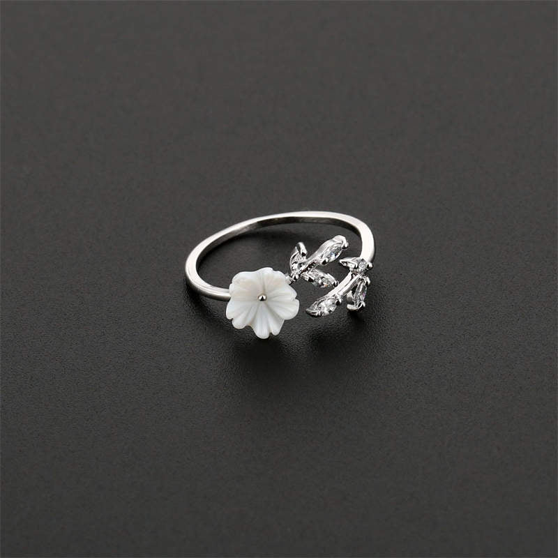 Bague porte-bonheur unisexe en cuivre avec motif de feuilles de prunier