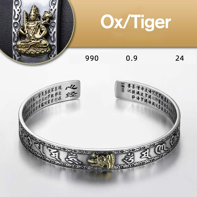 Bracelet de protection du Bouddha du zodiaque chinois en argent 9 mm