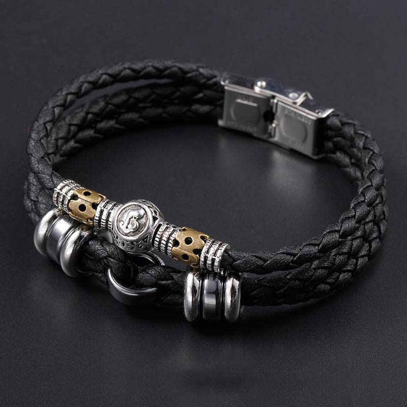 Bracelet de protection unisexe en hématite avec 12 constellations du zodiaque