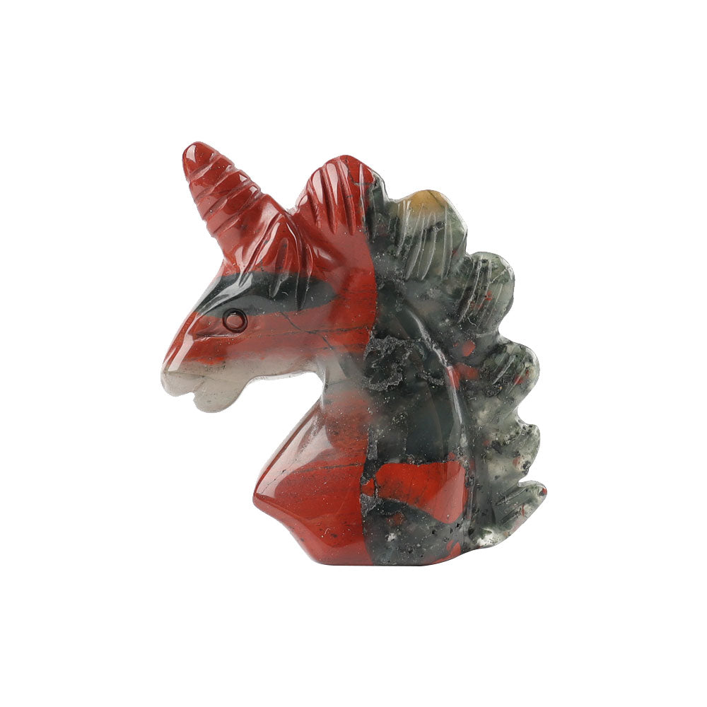 Sculpture de licorne en cristal de jaspe sanguin africain, 5 cm