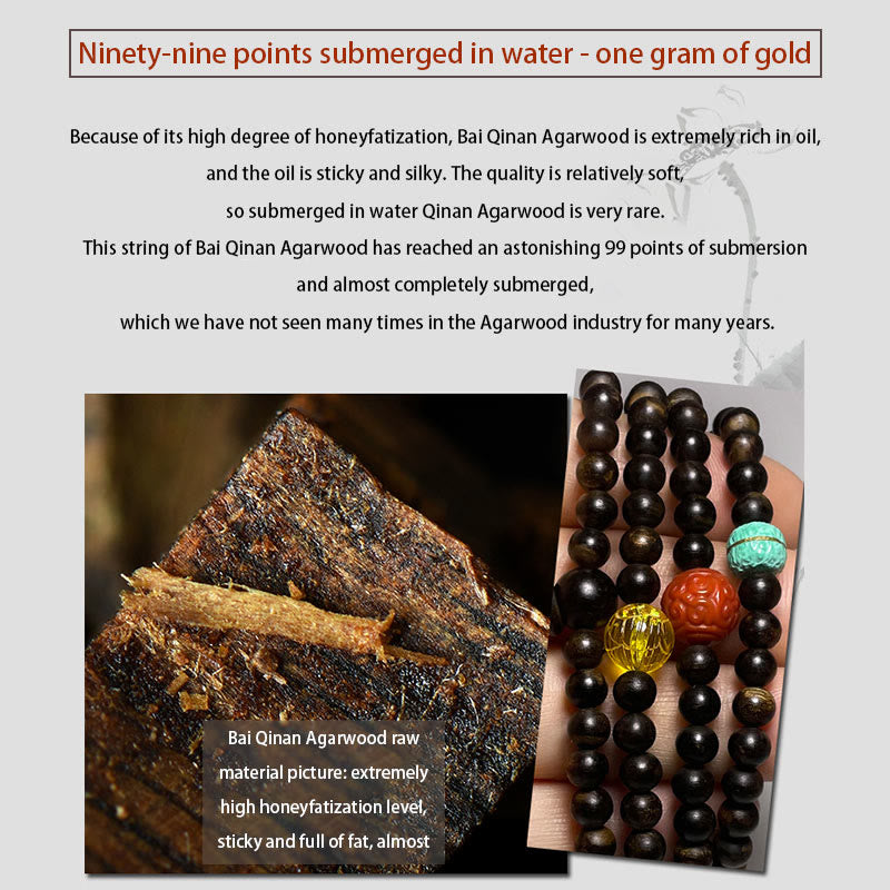 Bracelet en bois d'agar avec ambre turquoise et agate rouge pour la force