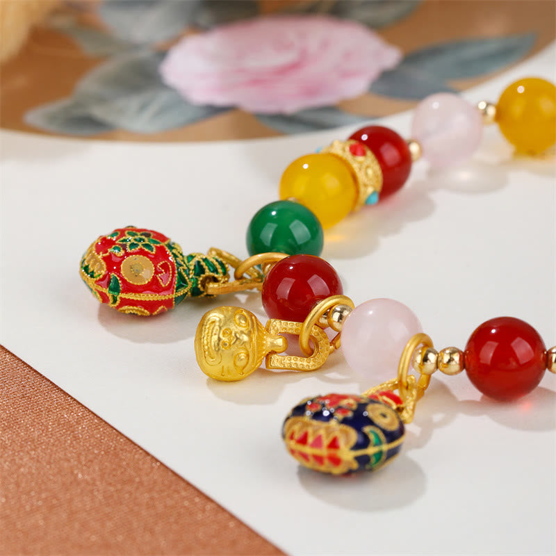 Bracelet Succès en Agate avec Pouvoir Bête Avalante en Or 8 mm