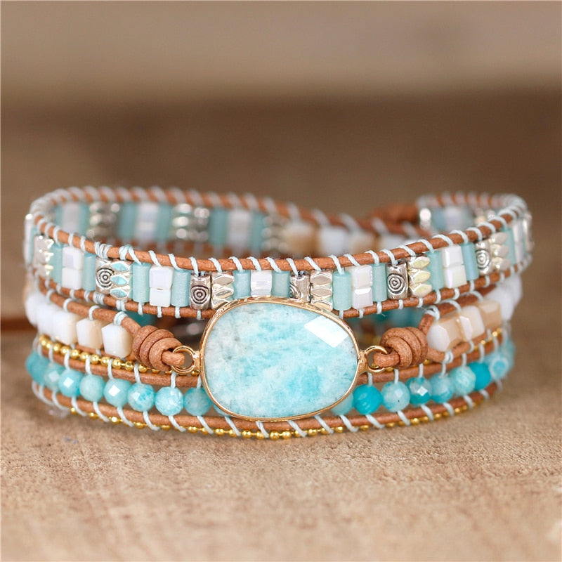 Bracelet enroulé de guérison des chakras en amazonite
