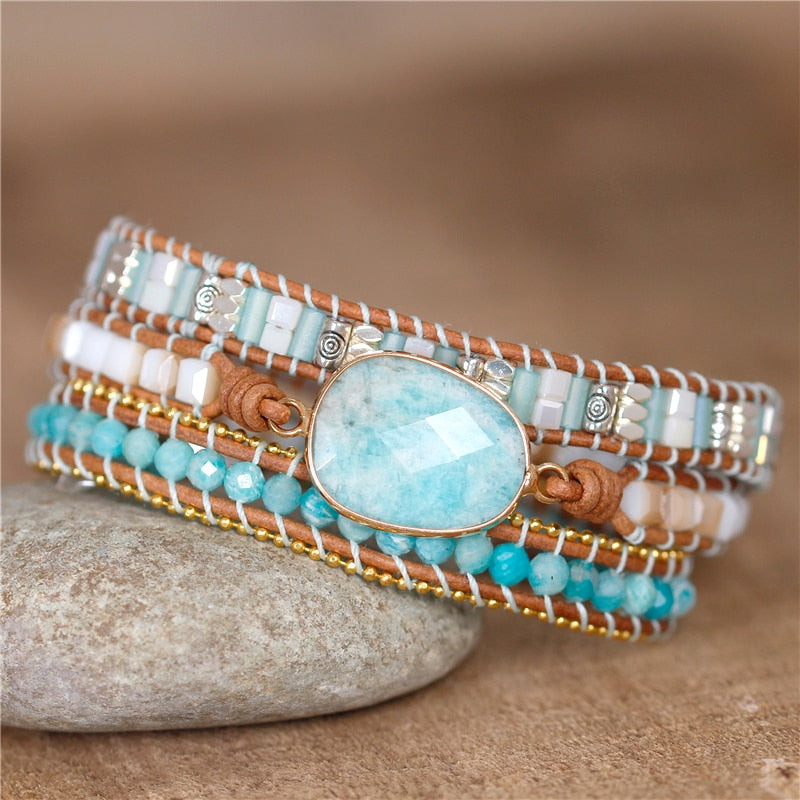 Bracelet enroulé de guérison des chakras en amazonite