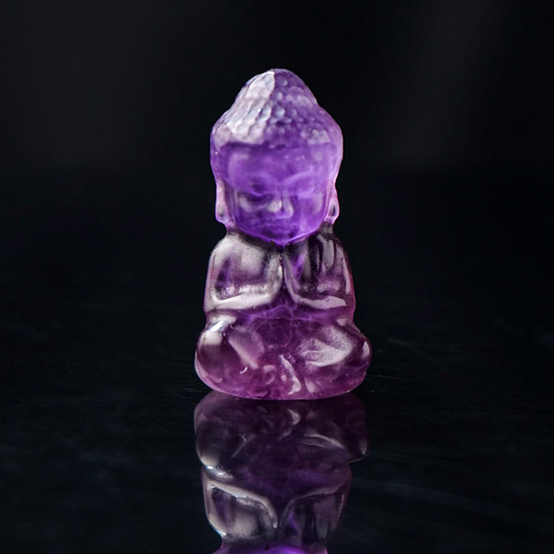 Collier pendentif Bouddha de guérison des chakras en améthyste 1,4 cm x 2,6 cm