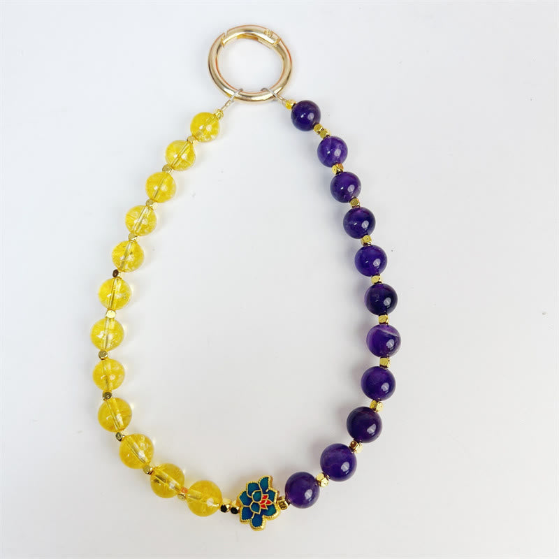 Porte-clés en améthyste et citrine - Bijoux spirituels