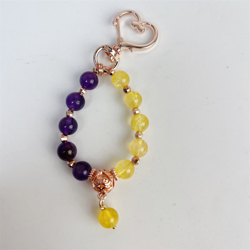 Porte-clés en améthyste et citrine - Bijoux spirituels