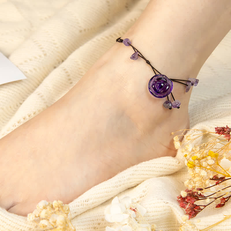 Ensemble de bijoux en améthyste avec bracelet, bracelet de cheville et collier
