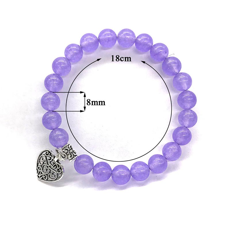 Bracelet porte-bonheur en améthyste avec perles de 8 mm