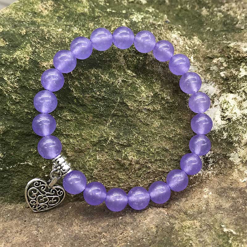 Bracelet porte-bonheur en améthyste avec perles de 8 mm