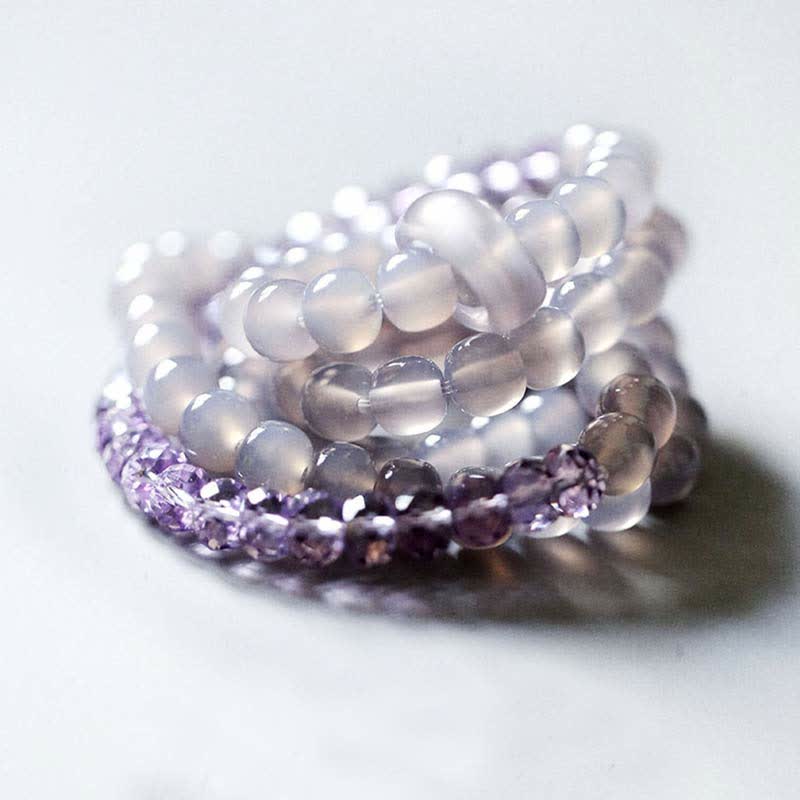 Bracelet de méditation en améthyste, cristal naturel de guérison, 15,5 cm