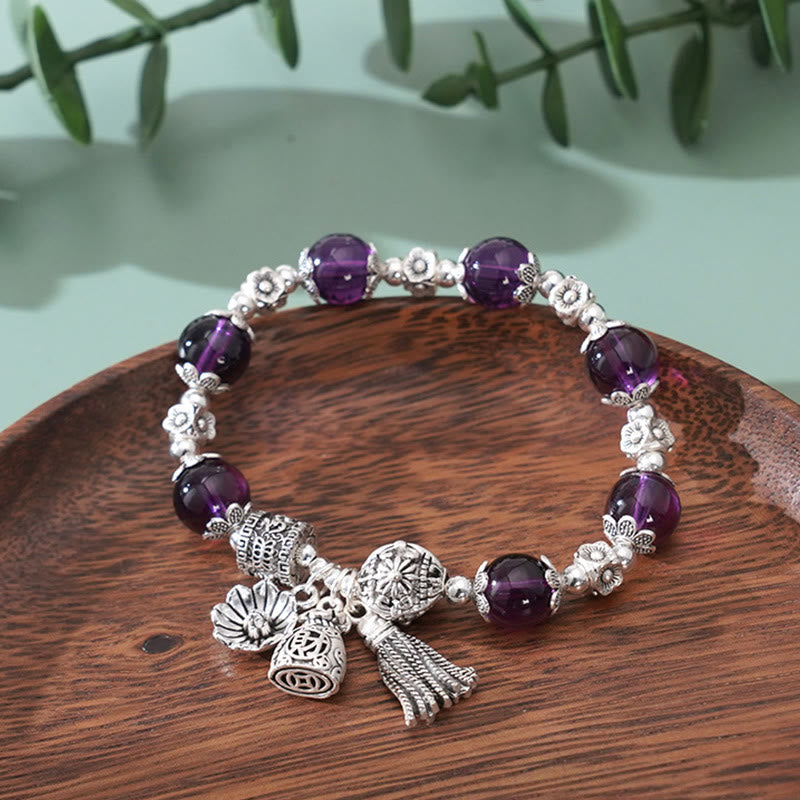 Bracelet Lotus Améthyste et Multi Cristaux