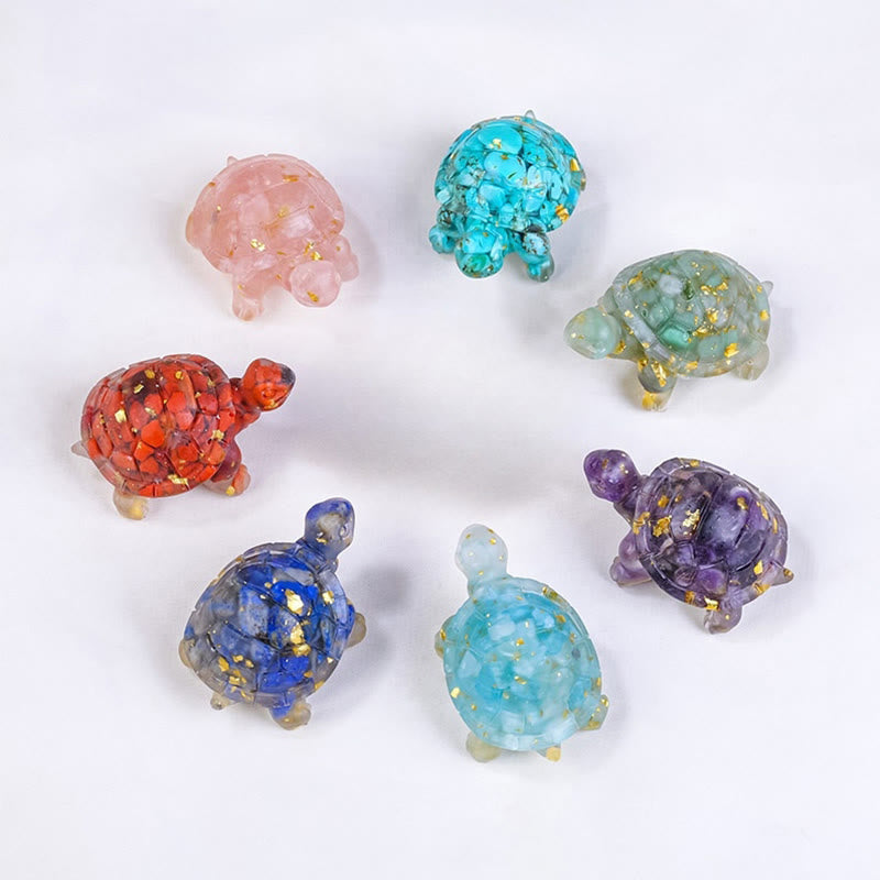Statue de petite tortue en résine de cristal naturel d'améthyste