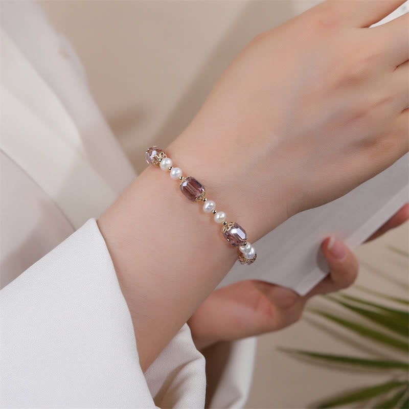Bracelet de guérison de la paix en perles d'améthyste pour poignet de 14 à 16 cm