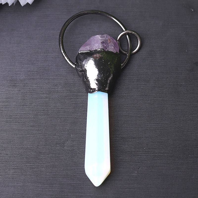 Amethyst Pendant with Opalite Drop 2.5 Inch for Healing