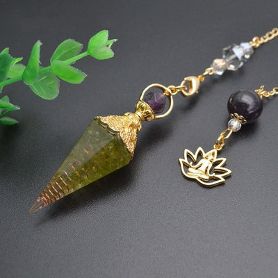 Pendule en cristal d'orgone améthyste péridot