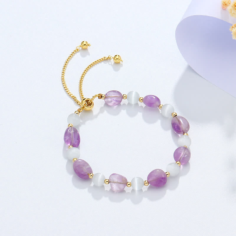 Bracelet de conscience spirituelle en améthyste avec cristal rose et quartz