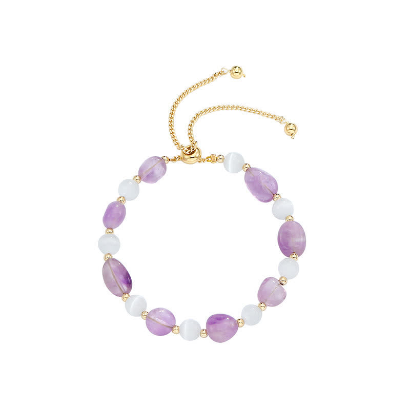 Bracelet de conscience spirituelle en améthyste avec cristal rose et quartz