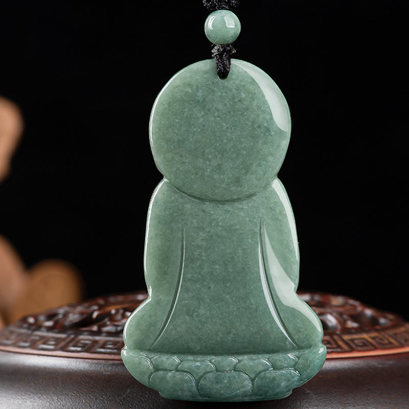 Collier amulette en jade du Bouddha Amitabha, symbole de compassion