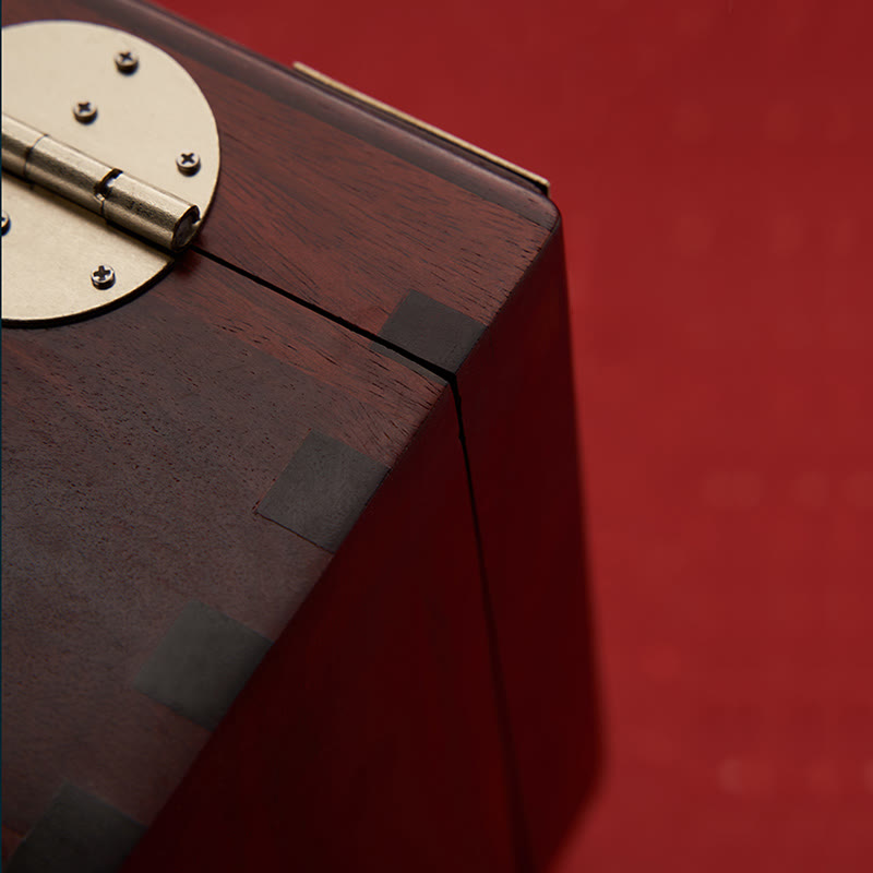 Coffret de rangement pour bijoux fait main en bois de santal rouge antique et palissandre
