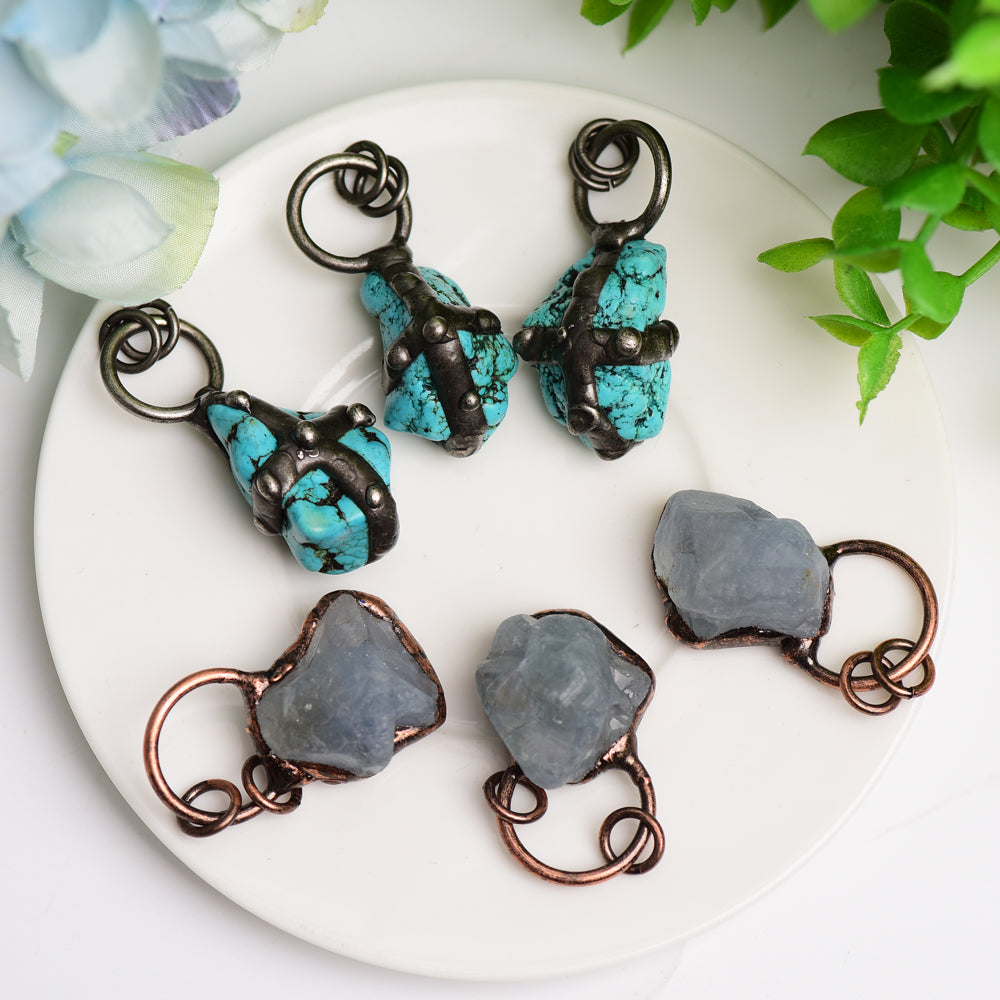 Pendentif en cristal d'aigue-marine pour bijoux DIY