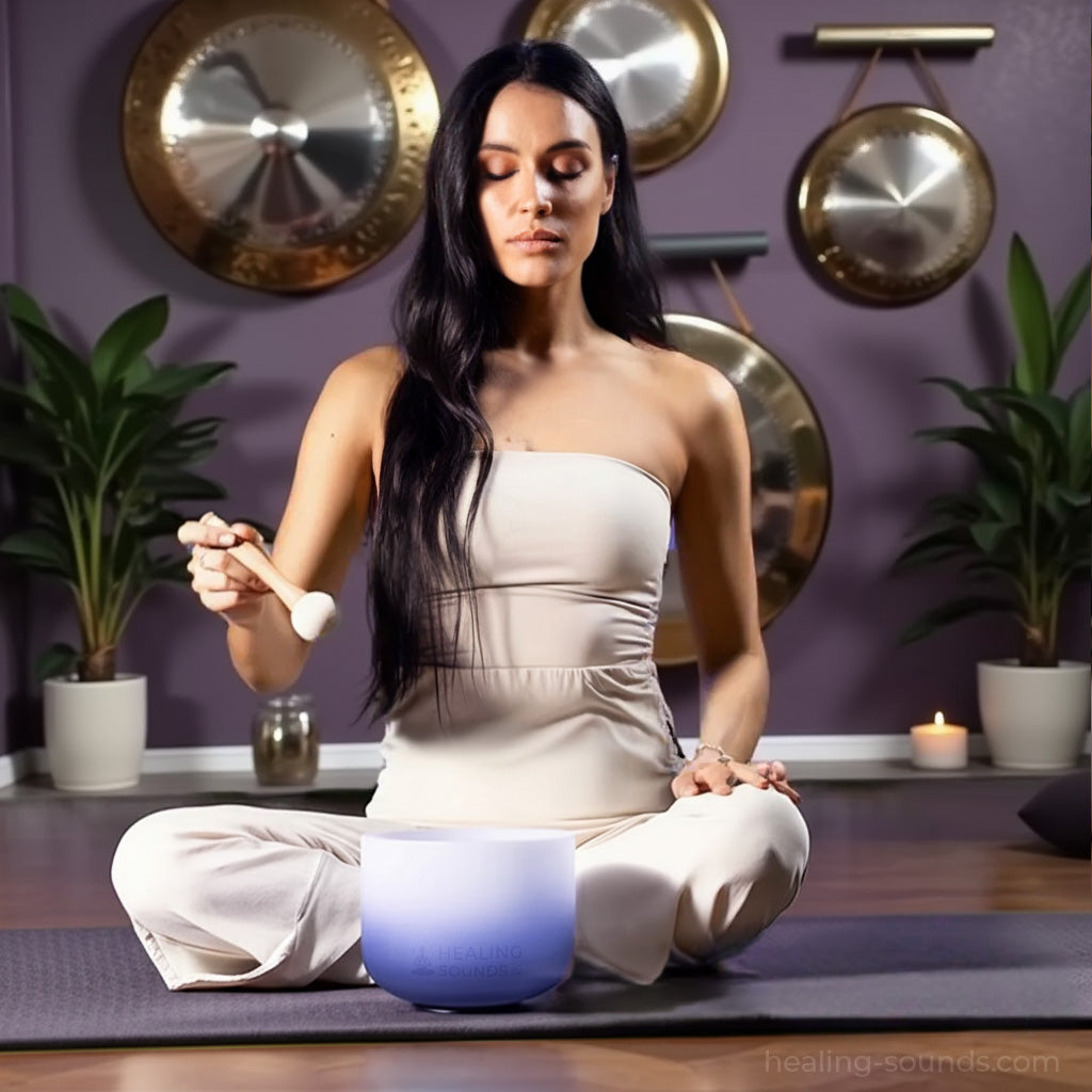 Bol chantant en cristal dégradé Aria Indigo