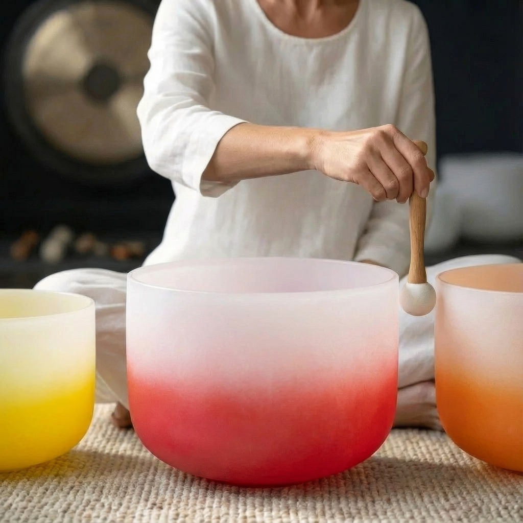 Ensemble de bols chantants en cristal Aria Gradient Chakra pour la méditation