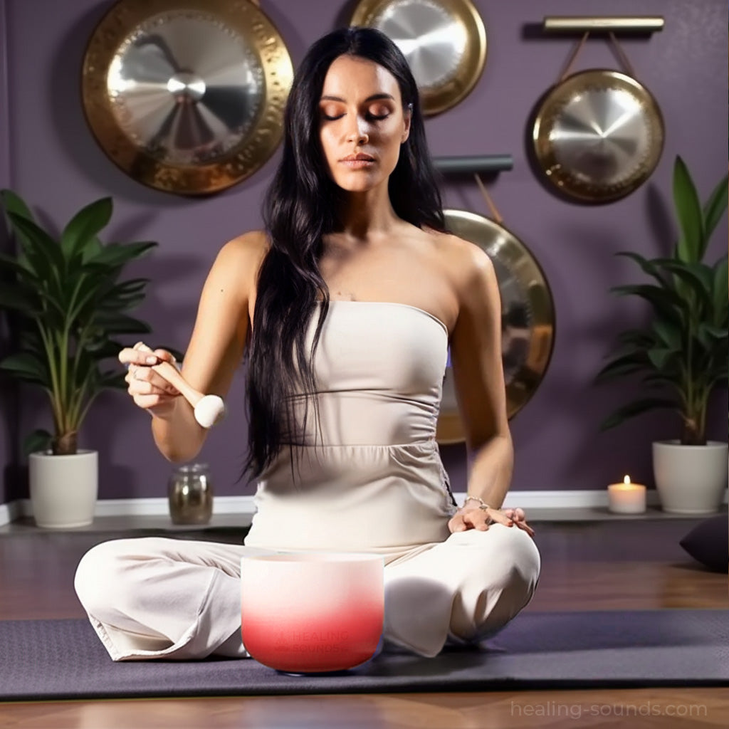 Bol chantant en cristal - Bol de méditation note C du chakra racine