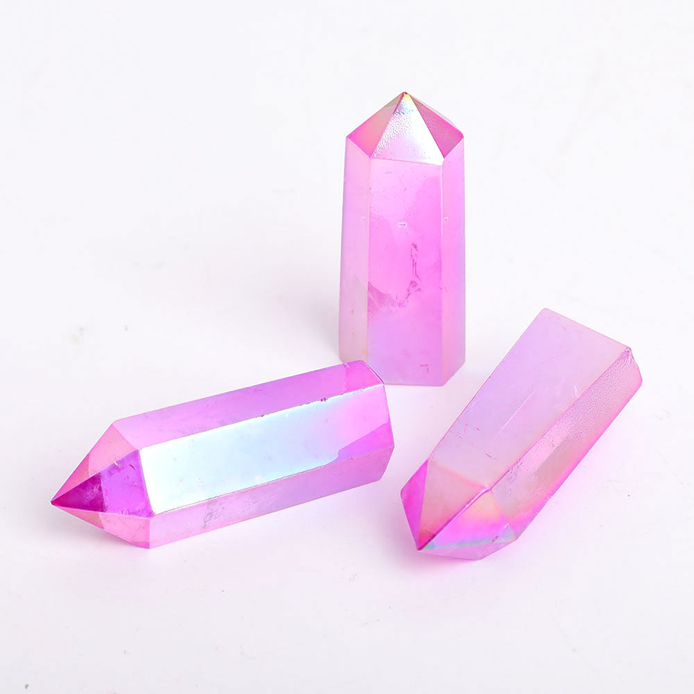 Pointes de cristal d'ange violet Aura 2,3 à 3 pouces Outils de guérison