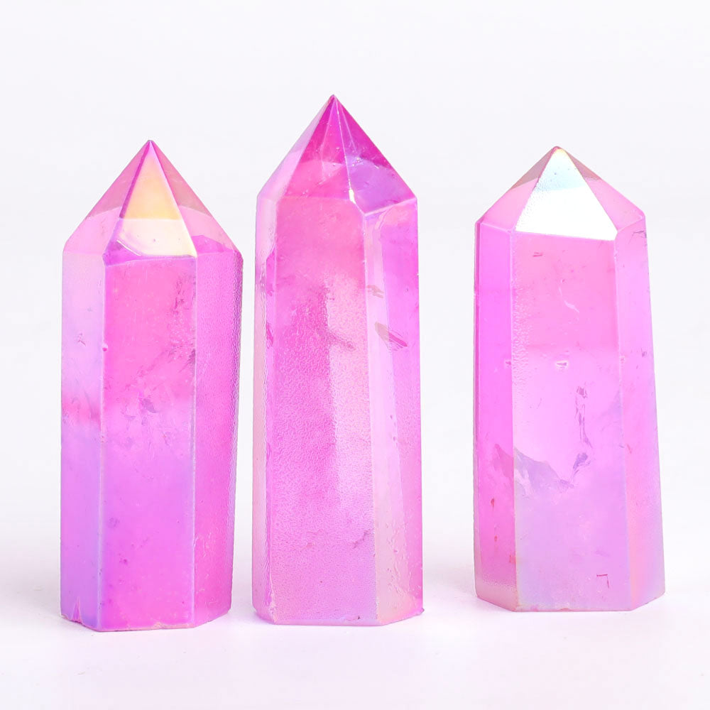 Pointes de cristal d'ange violet Aura 2,3 à 3 pouces Outils de guérison